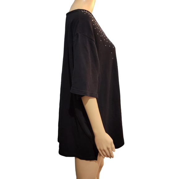 Quacker Factory Black Top with Silver Studded Neckline 3X NWOT - Picture 3 of 6